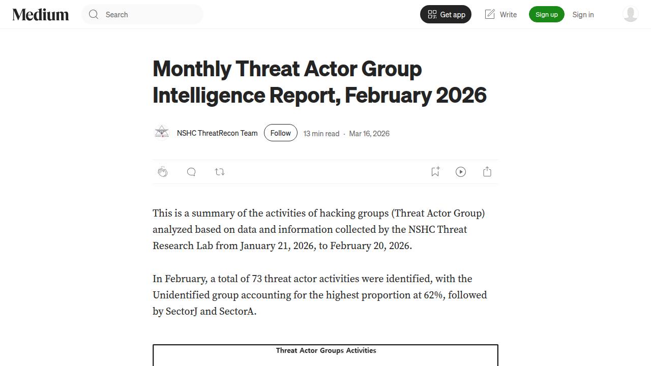 Thumbnail for Monthly Threat Actor Group Intelligence Report, February 2026