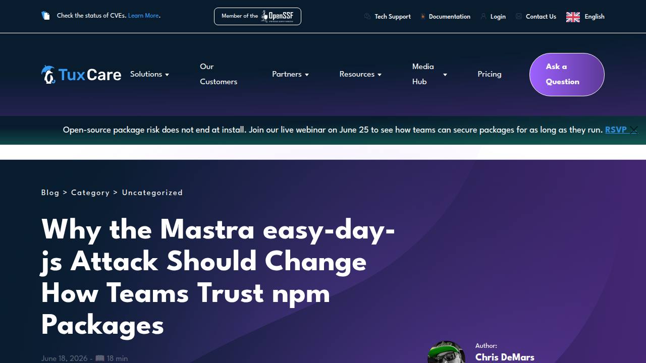 Thumbnail for Why the Mastra easy-day-js Attack Should Change How Teams Trust npm Packages