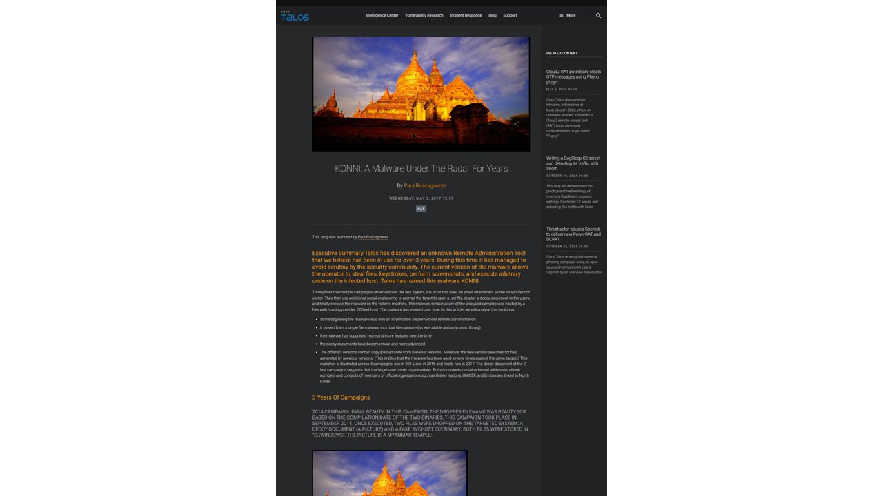 Thumbnail for KONNI: A Malware Under The Radar For Years