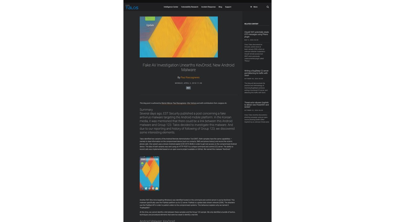 Thumbnail for Fake AV Investigation Unearths KevDroid, New Android Malware