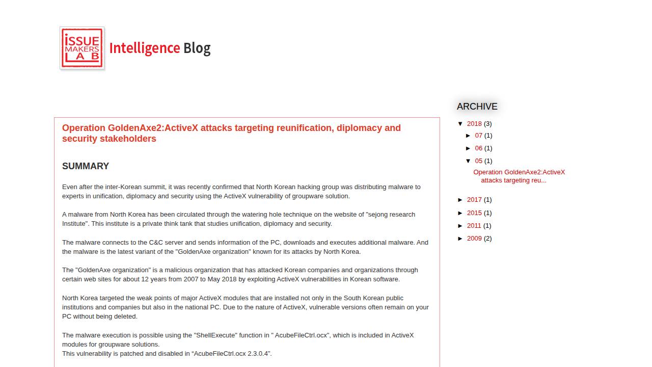 Thumbnail for Operation GoldenAxe2:ActiveX attacks targeting reunification, diplomacy and security stakeholders