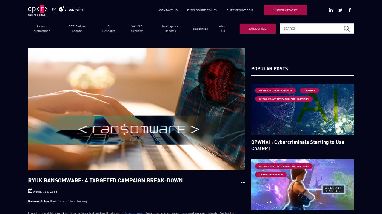 Thumbnail for Ryuk Ransomware: A Targeted Campaign Break-Down