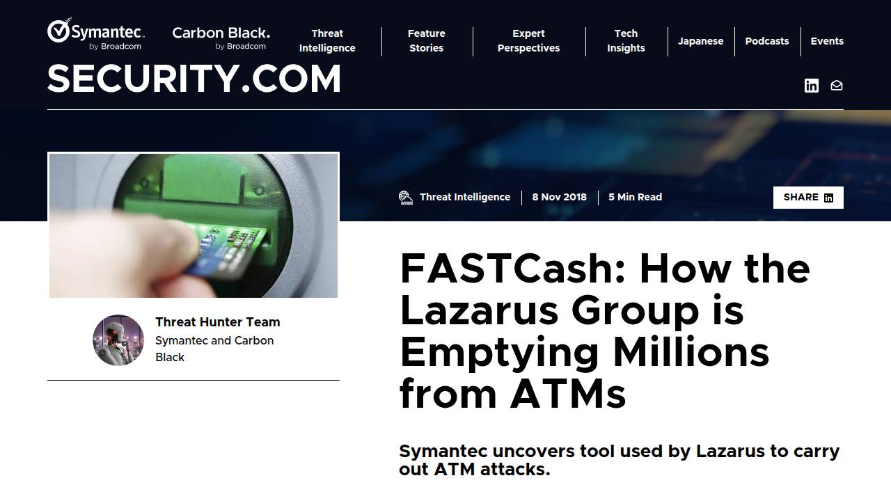 Thumbnail for FASTCash: How the Lazarus Group is Emptying Millions from ATMs