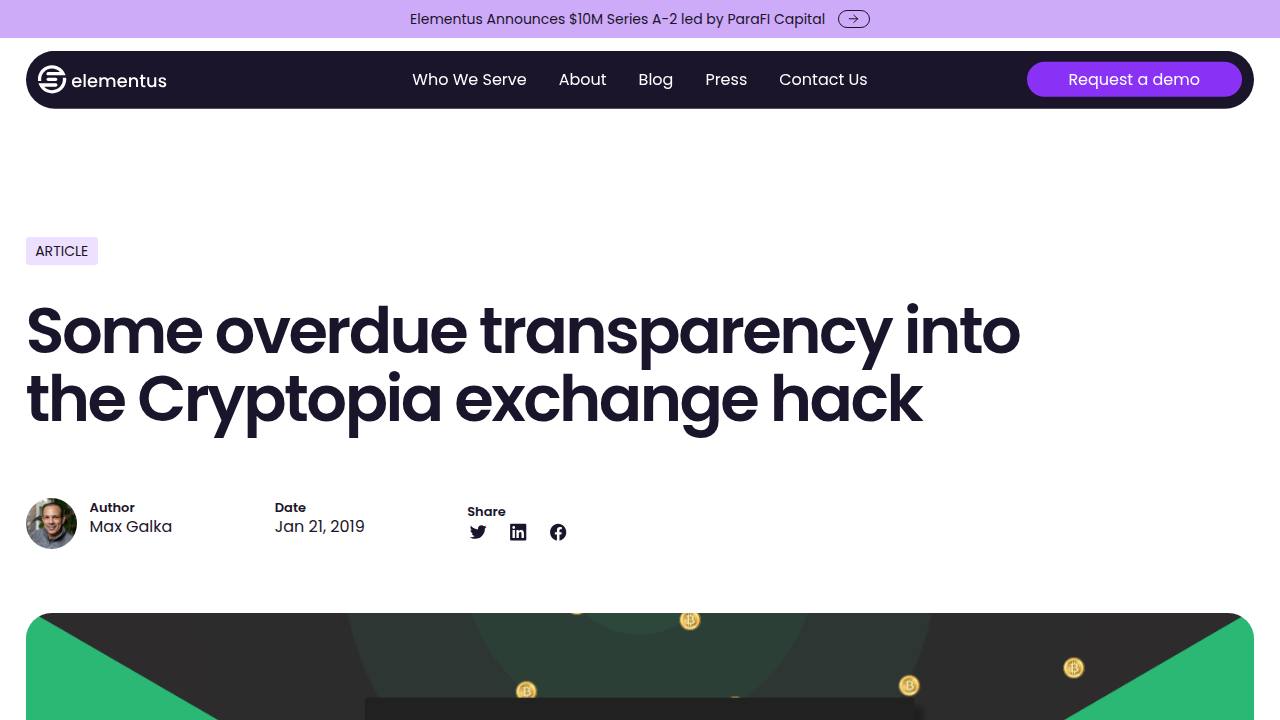 Thumbnail for Some overdue transparency into the Cryptopia exchange hack