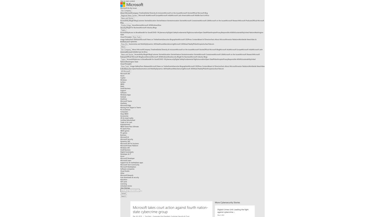 Thumbnail for Microsoft takes court action against fourth nation-state cybercrime group