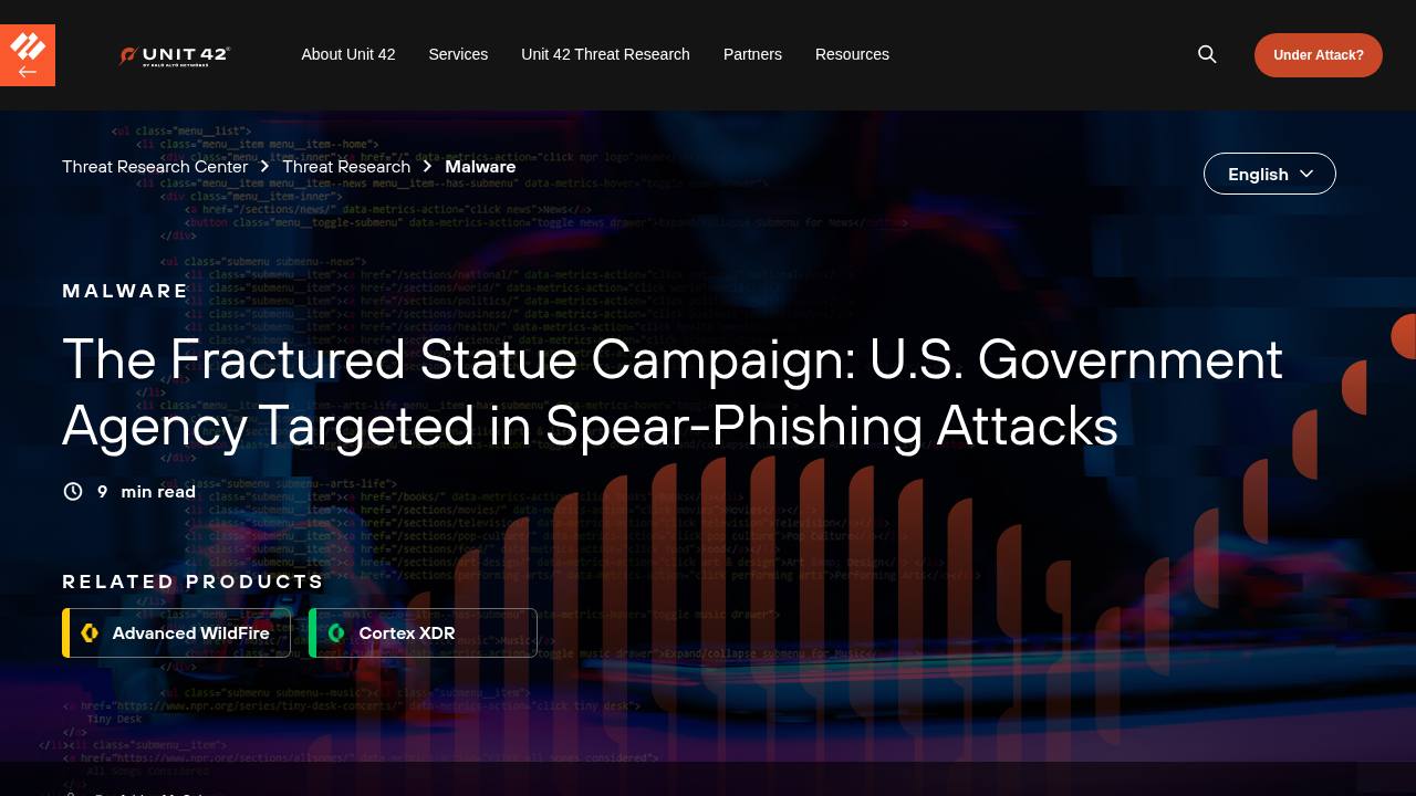 Thumbnail for The Fractured Statue Campaign: U.S. Government Agency Targeted in Spear-Phishing Attacks