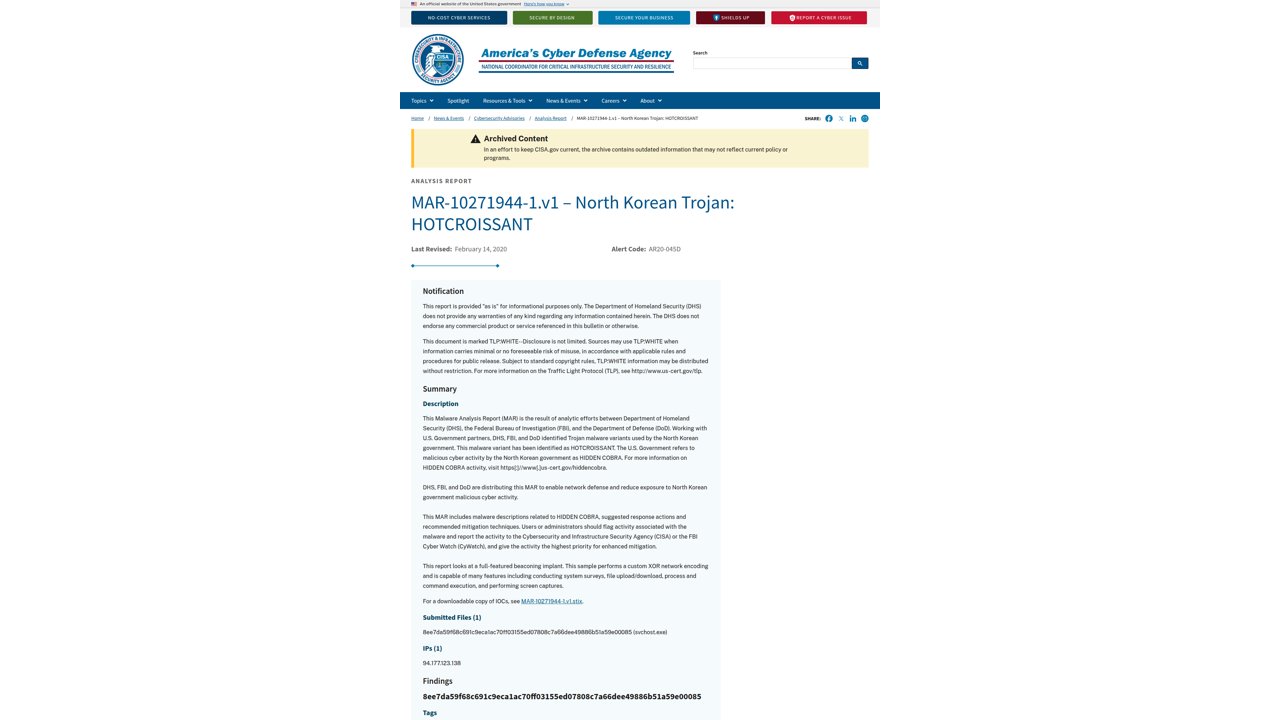 Thumbnail for MAR-10271944-1.v1 – North Korean Trojan: HOTCROISSANT