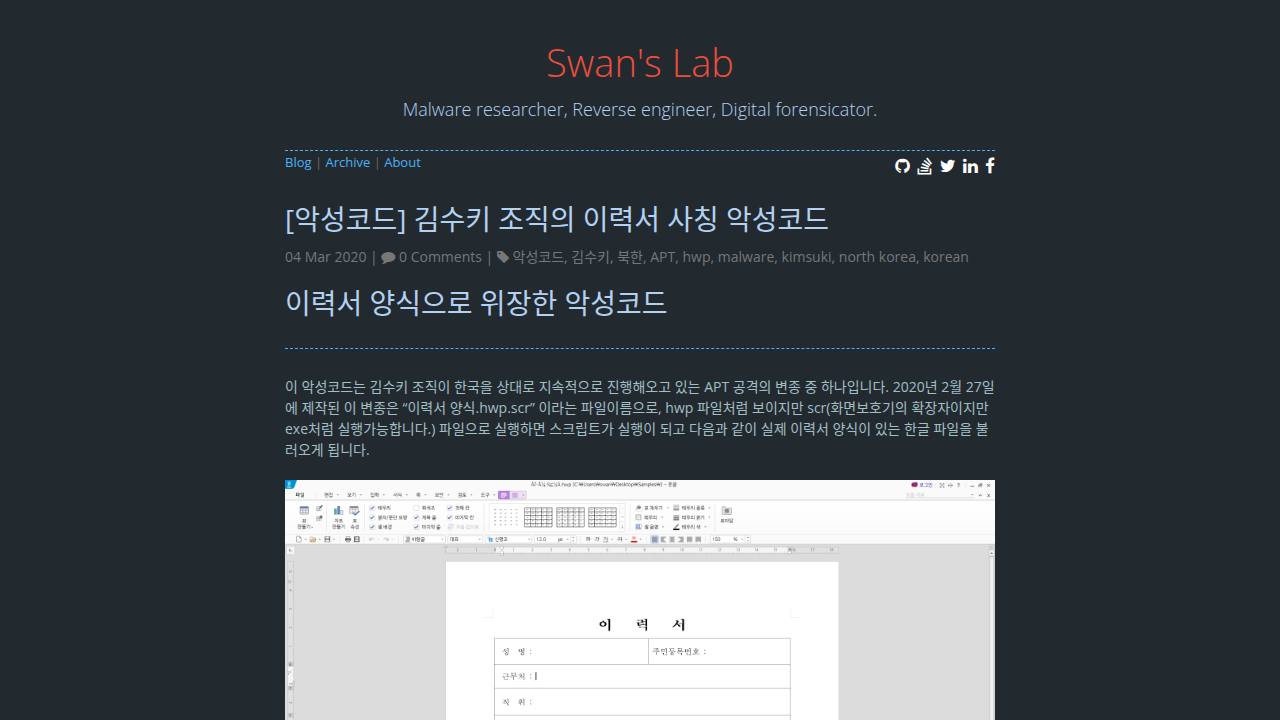 Thumbnail for Kimsuky group's resume impersonation malware