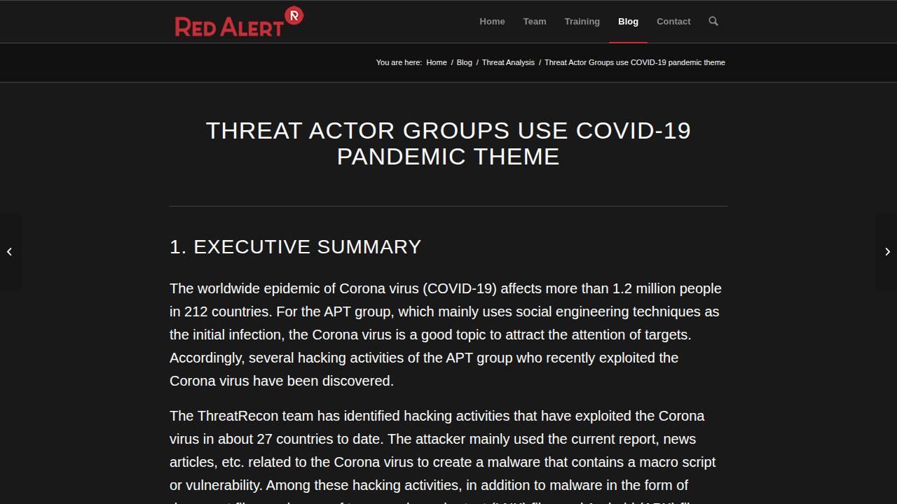 Thumbnail for THREAT ACTOR GROUPS USE COVID-19 PANDEMIC THEME