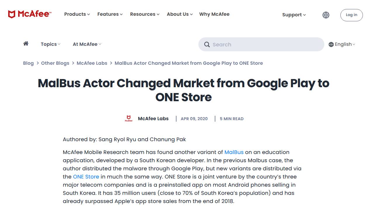 Thumbnail for MalBus Actor Changed Market from Google Play to ONE Store