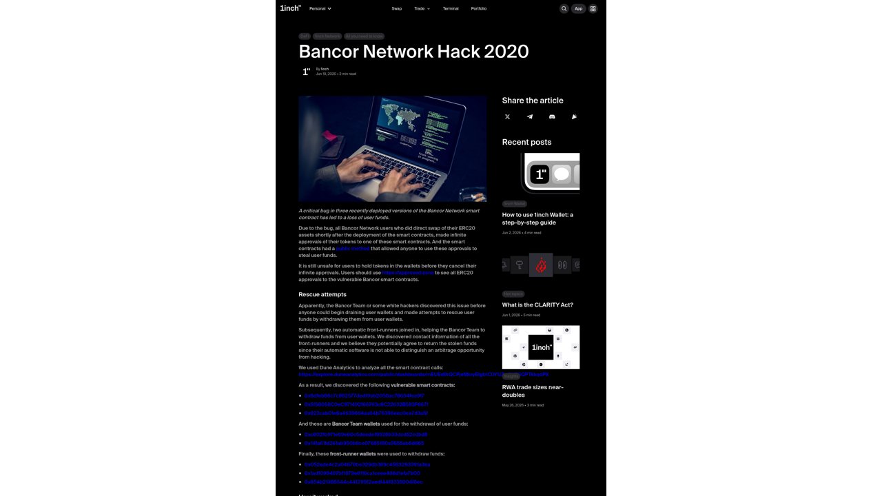 Thumbnail for Bancor Network Hack 2020