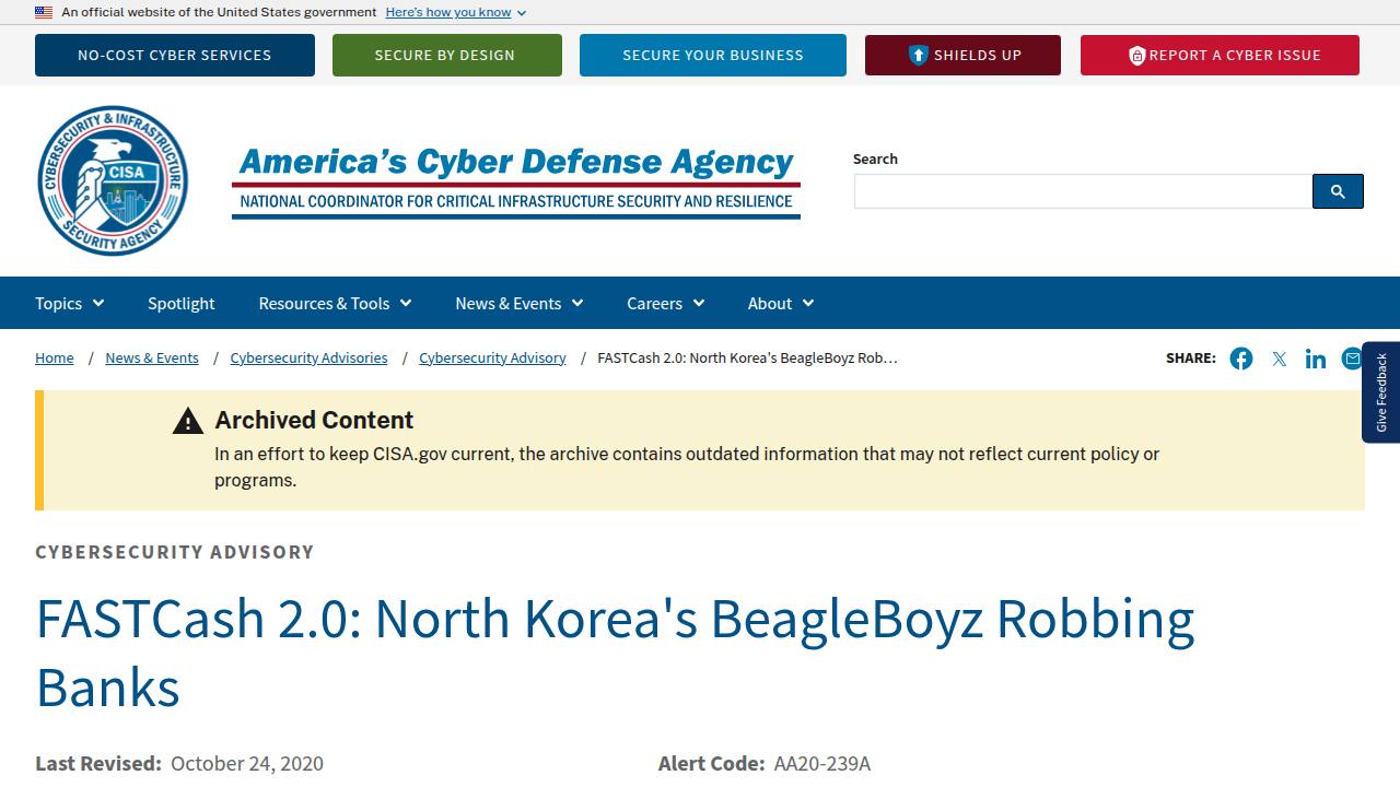 Thumbnail for FASTCash 2.0: North Korea's BeagleBoyz Robbing Banks