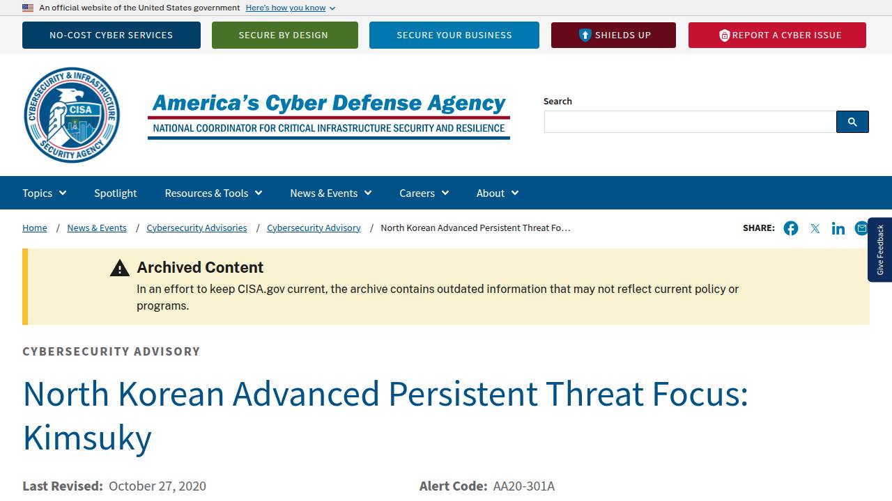 Thumbnail for North Korean Advanced Persistent Threat Focus: Kimsuky