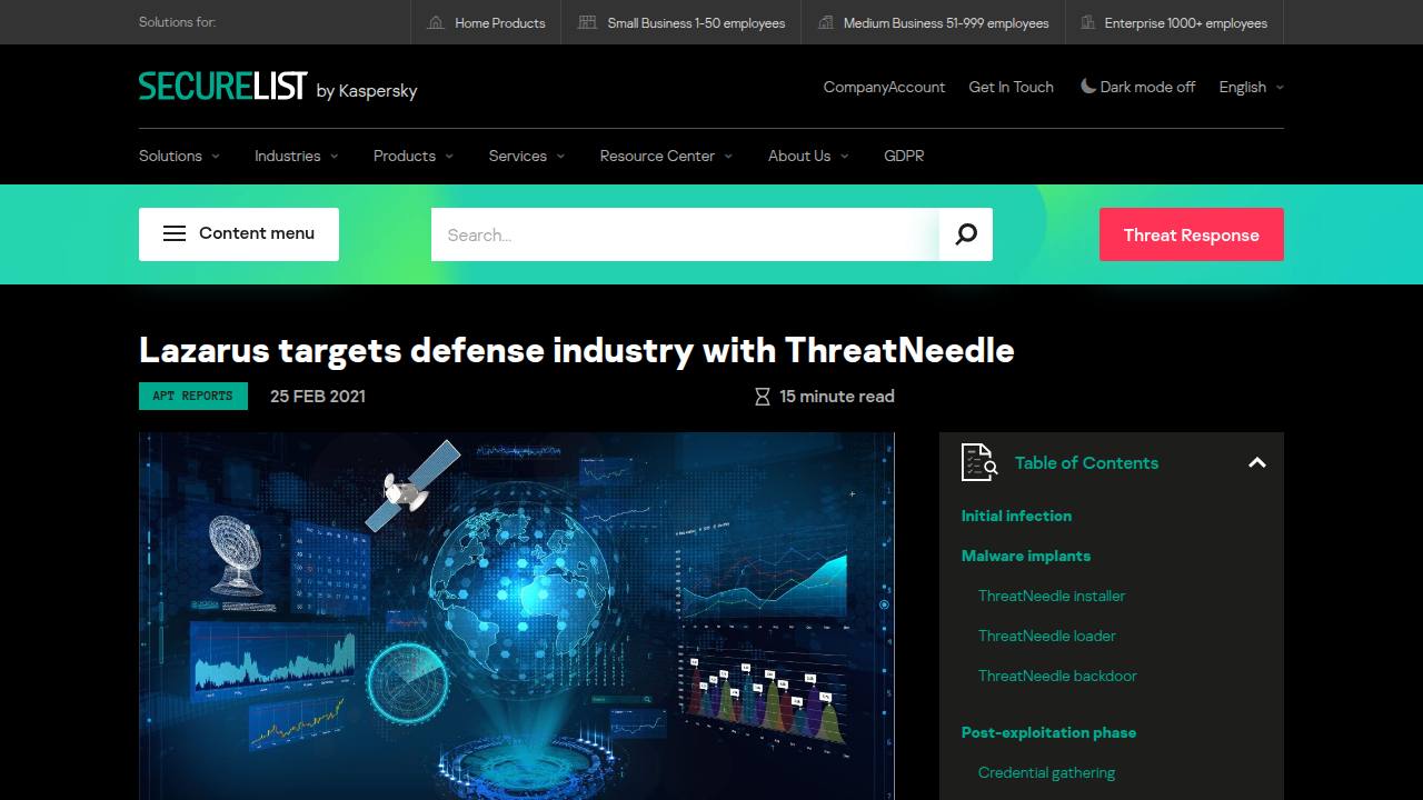 Thumbnail for Lazarus targets defense industry with ThreatNeedle