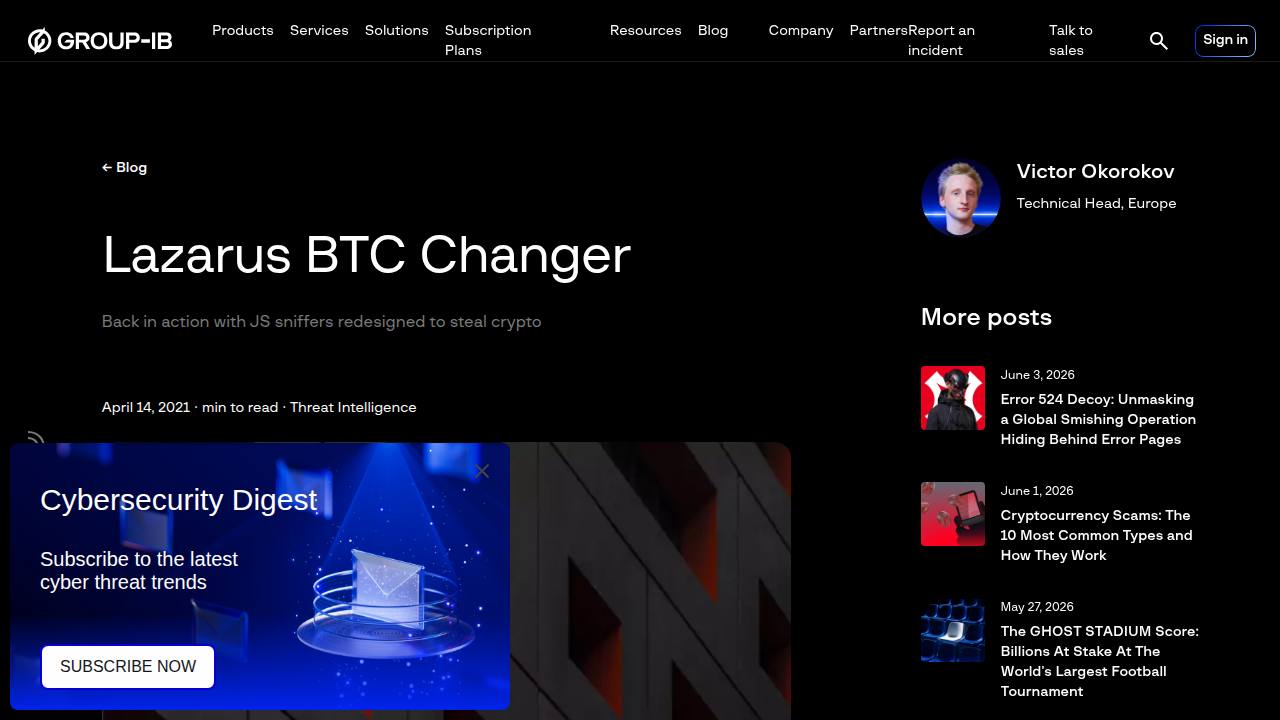 Thumbnail for Lazarus BTC Changer: Back in action with JS sniffers redesigned to steal crypto
