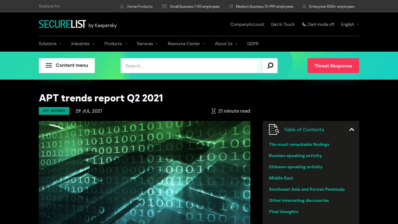 Thumbnail for APT trends report Q2 2021