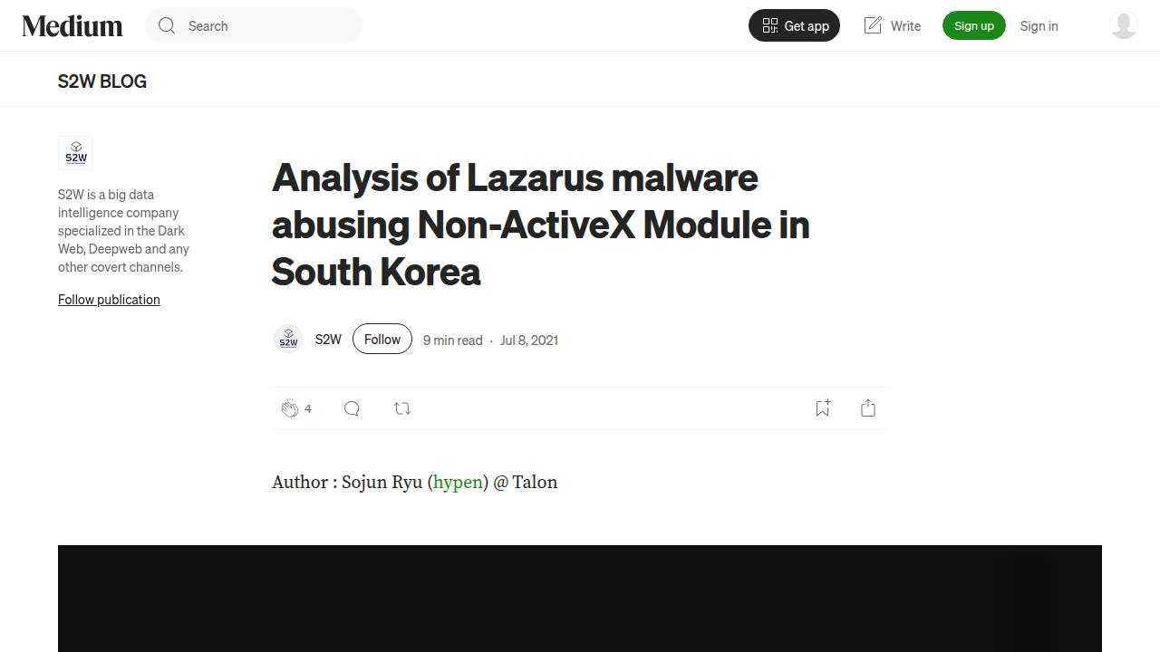Thumbnail for Analysis of Lazarus malware abusing Non-ActiveX Module in South Korea