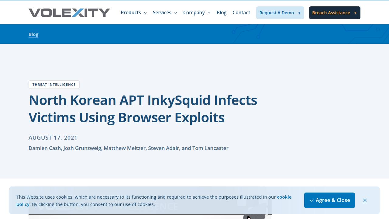 Thumbnail for North Korean APT InkySquid Infects Victims Using Browser Exploits