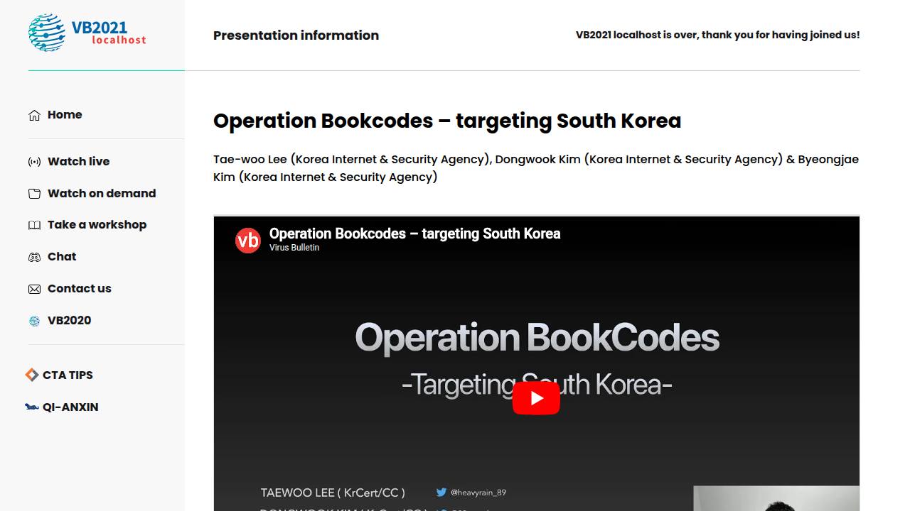 Thumbnail for Operation Bookcodes – targeting South Korea