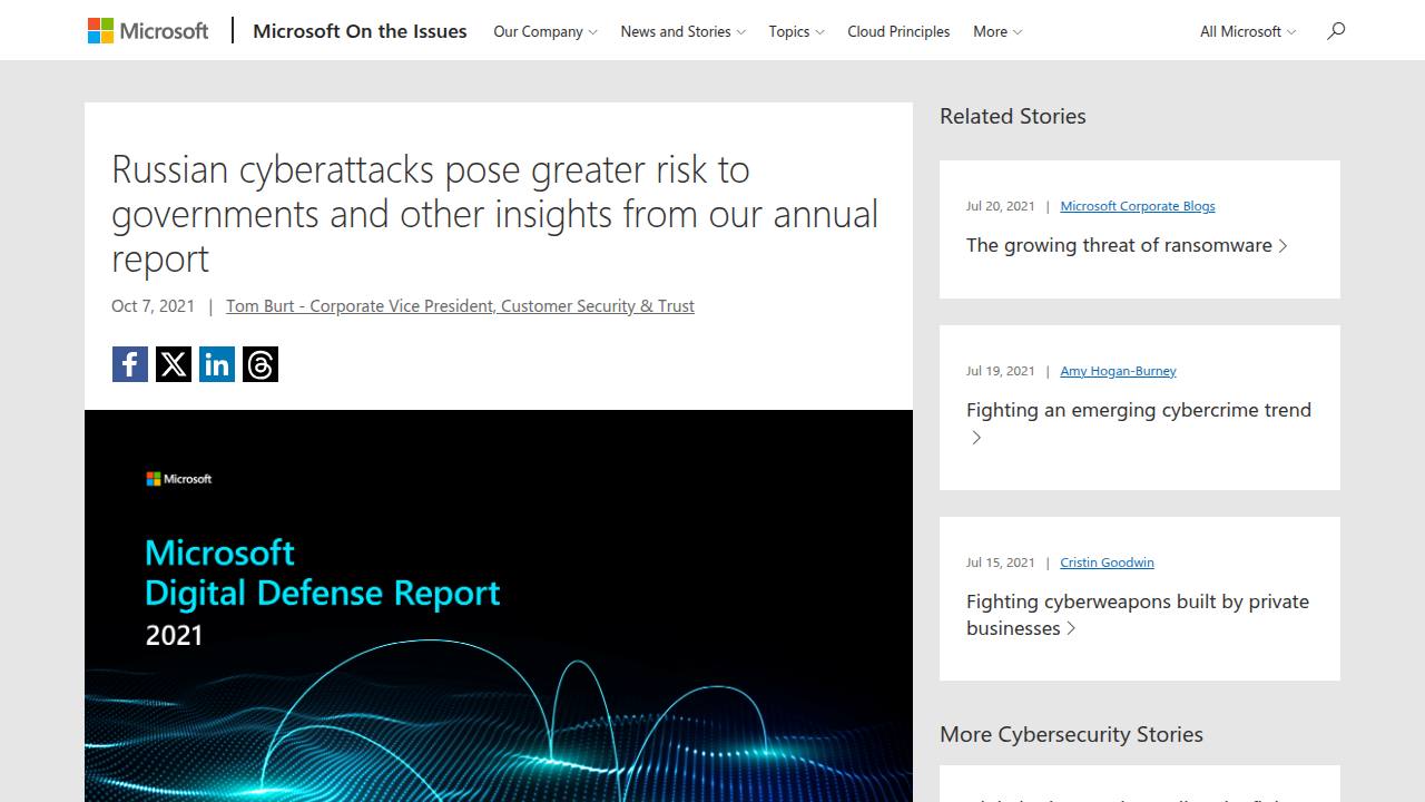 Thumbnail for Microsoft Digital Defense Report 2021
