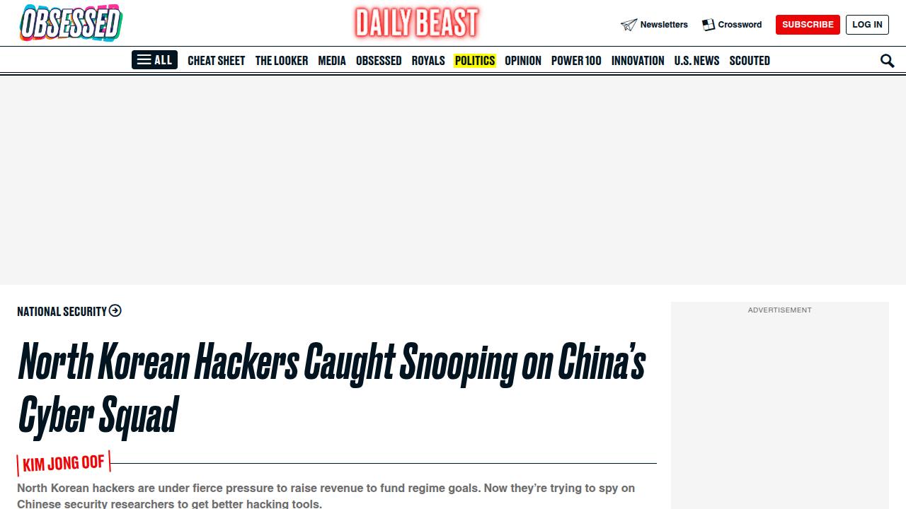 Thumbnail for North Korean Hackers Caught Snooping on China’s Cyber Squad