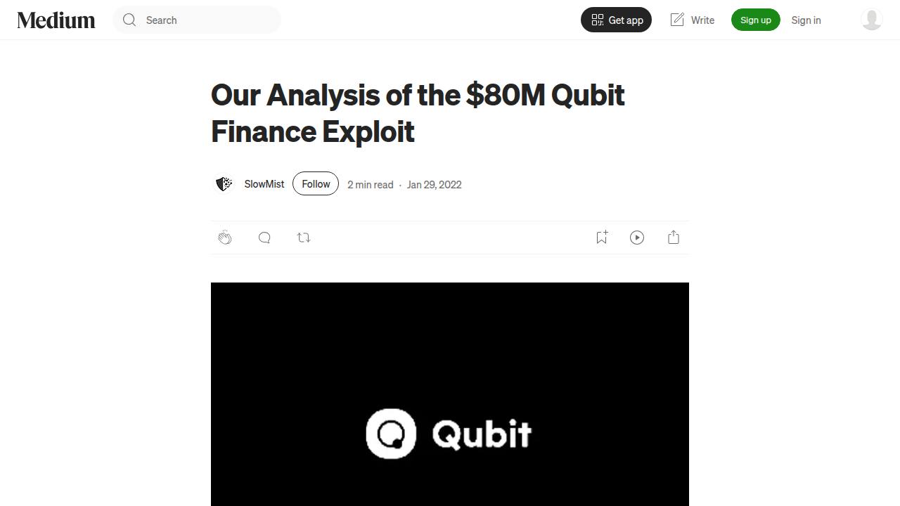 Thumbnail for Our Analysis of the $80M Qubit Finance Exploit