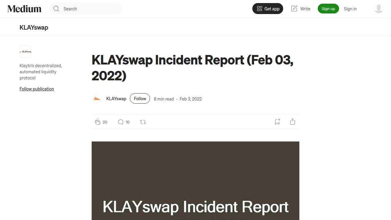 Thumbnail for KLAYswap Incident Report (Feb 03, 2022)