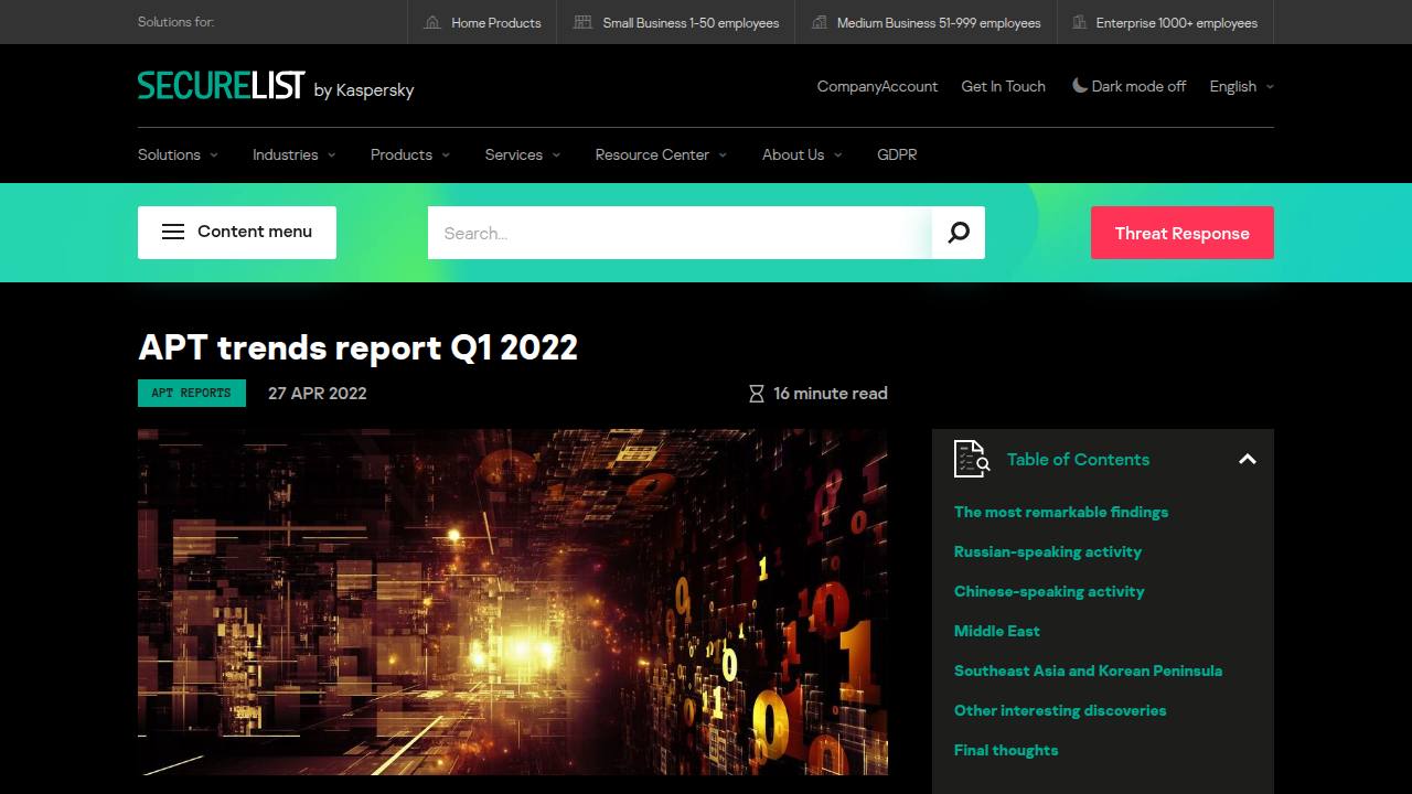 Thumbnail for APT trends report Q1 2022