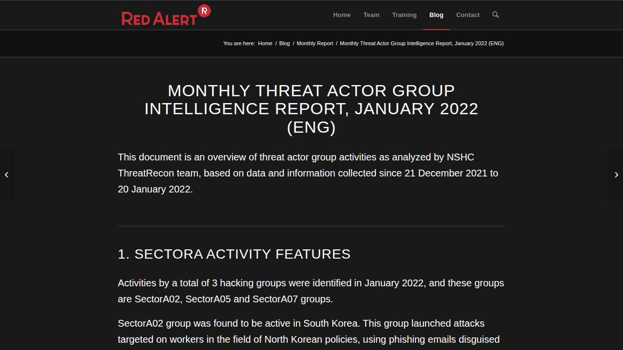 Thumbnail for MONTHLY THREAT ACTOR GROUP INTELLIGENCE REPORT, JANUARY 2022