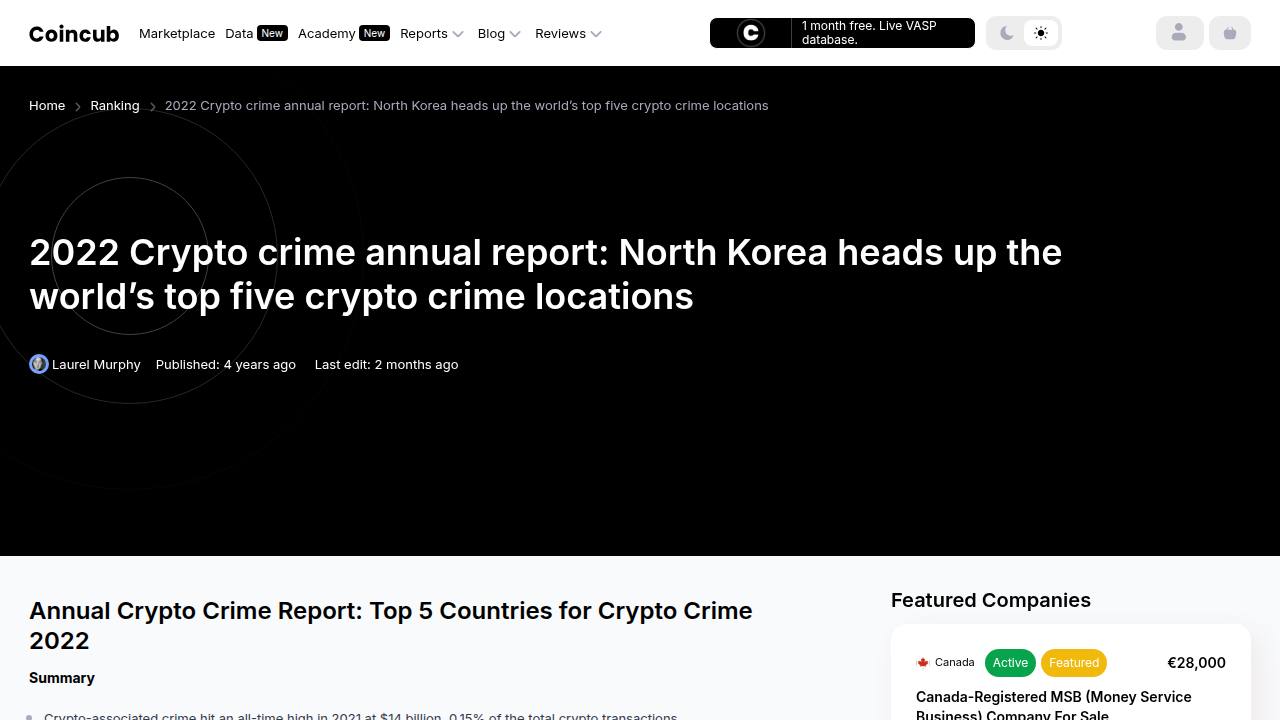 Thumbnail for 2022 Crypto crime annual report: North Korea heads up the world’s top five crypto crime locations