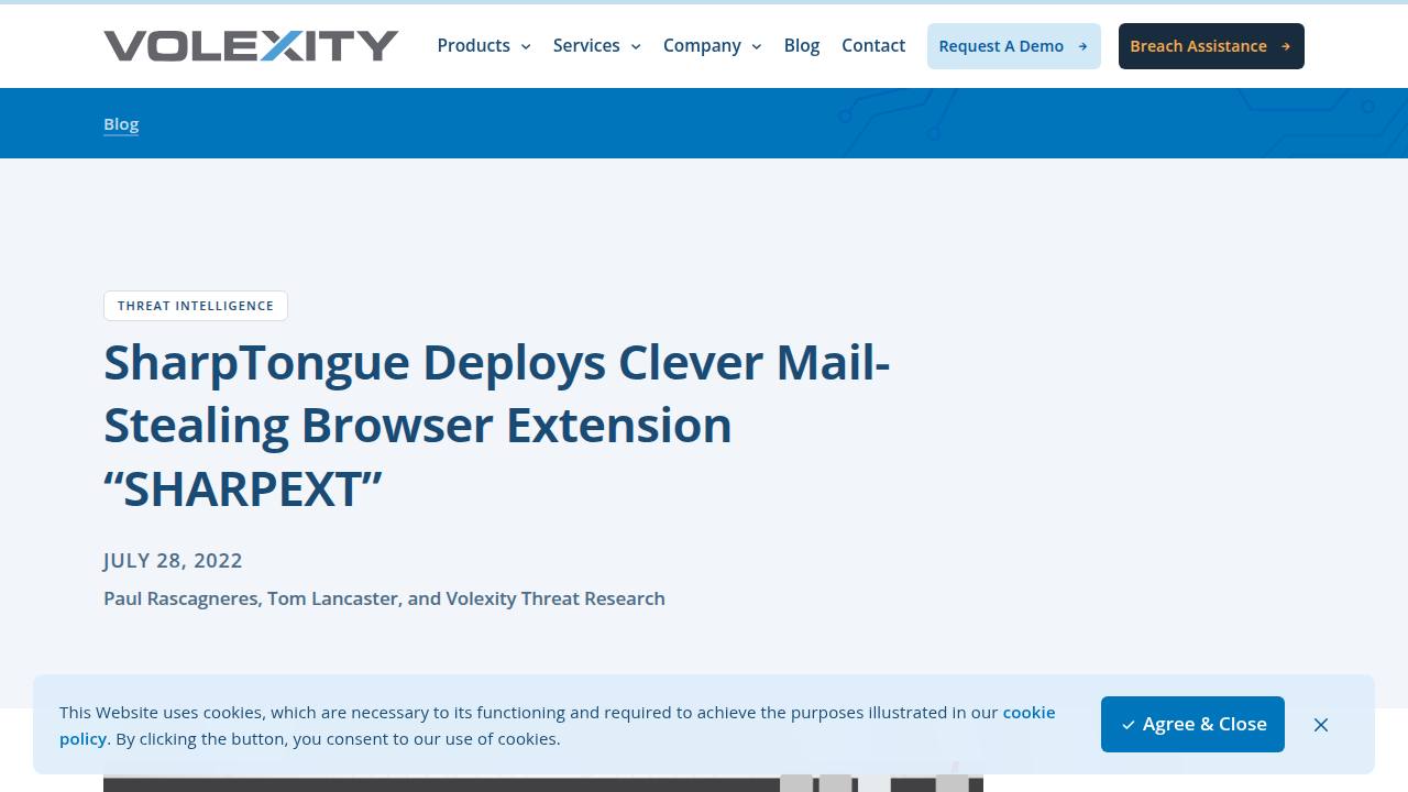 Thumbnail for SharpTongue Deploys Clever Mail-Stealing Browser Extension “SHARPEXT”