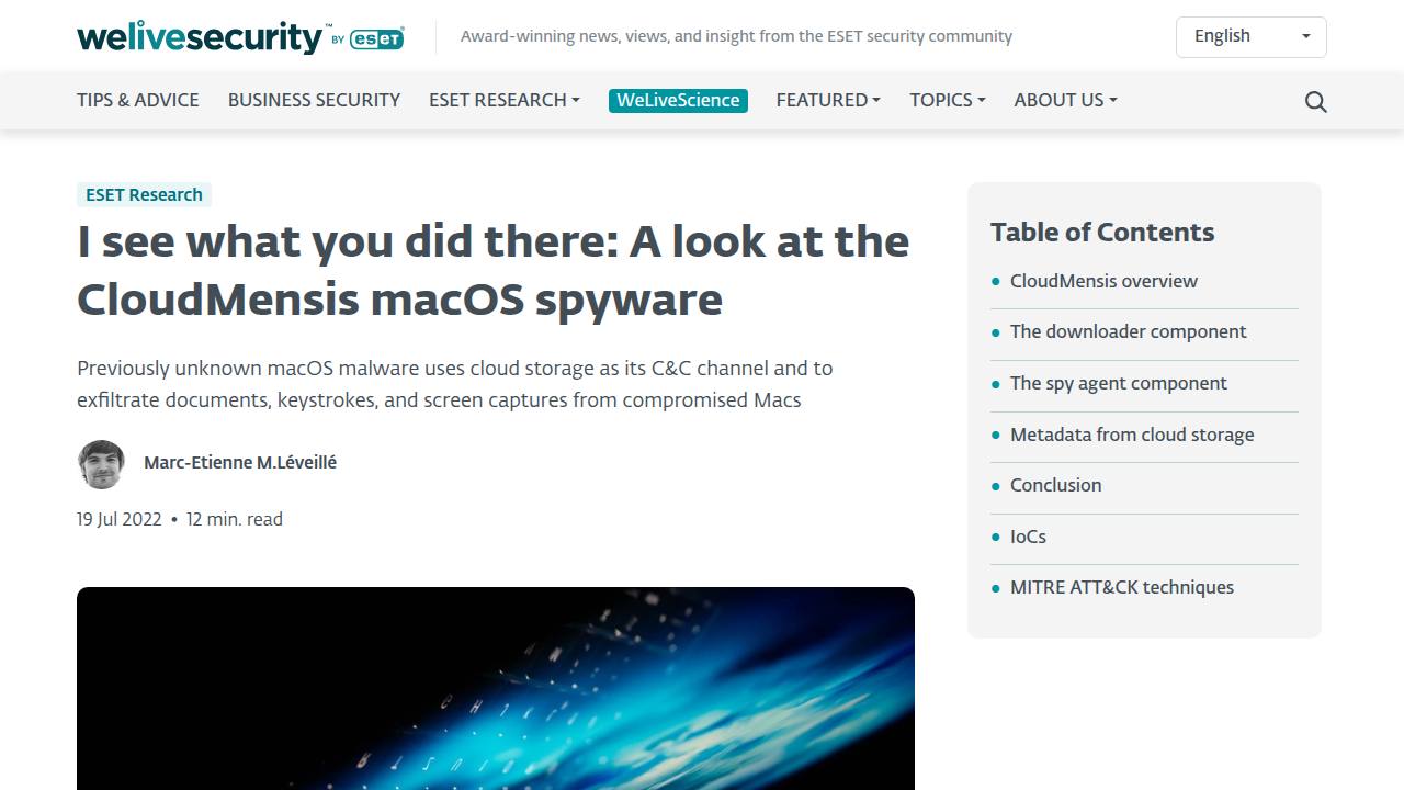 Thumbnail for I see what you did there: A look at the CloudMensis macOS spyware