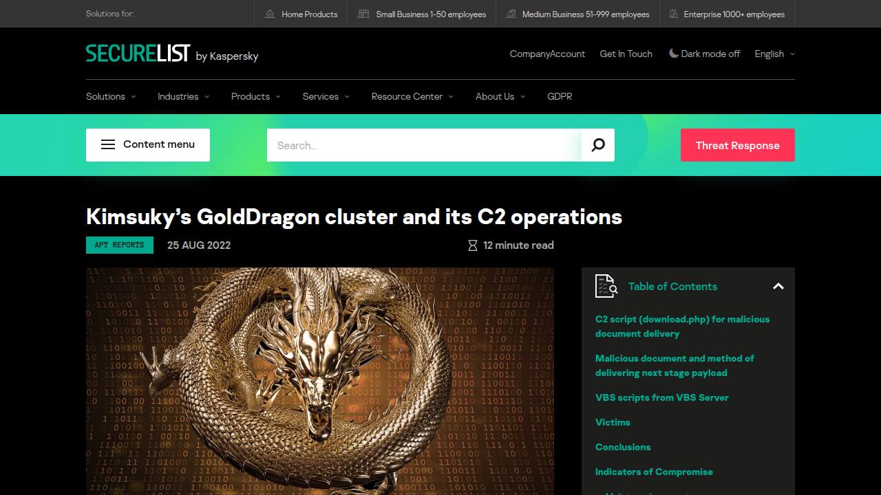Thumbnail for Kimsuky’s GoldDragon cluster and its C2 operations