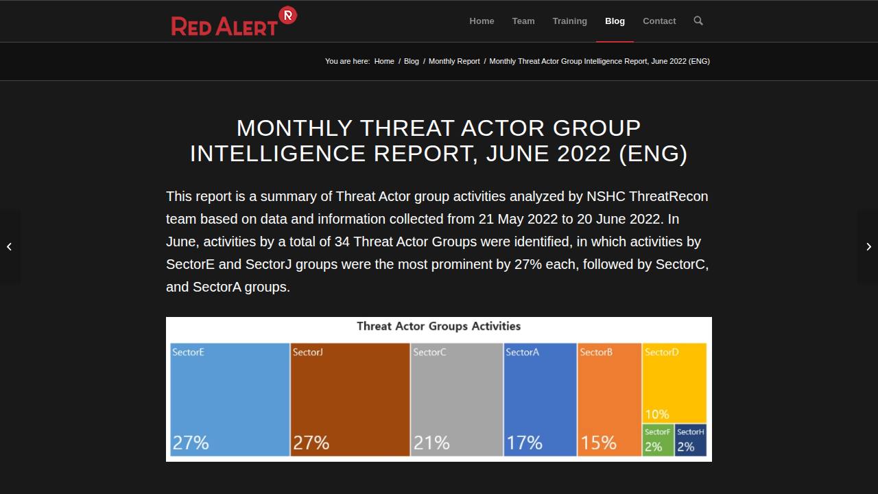 Thumbnail for MONTHLY THREAT ACTOR GROUP INTELLIGENCE REPORT, JUNE 2022 (ENG)