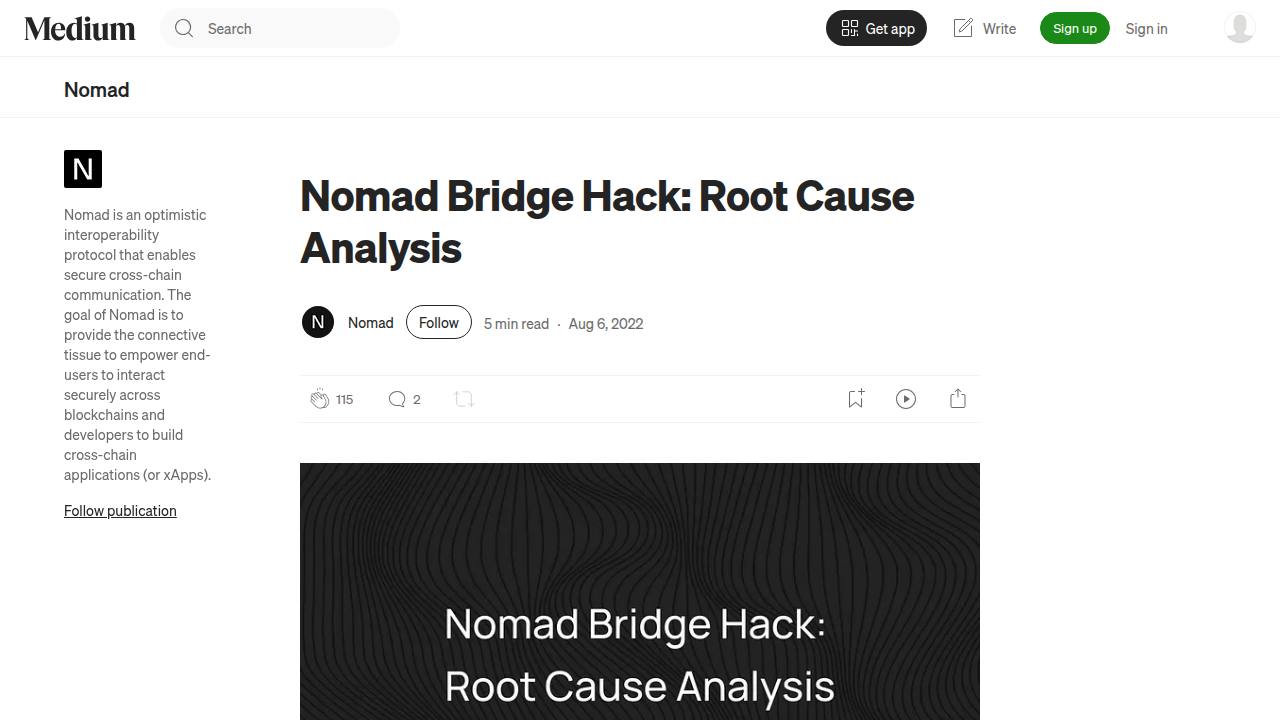 Thumbnail for Nomad Bridge Hack: Root Cause Analysis