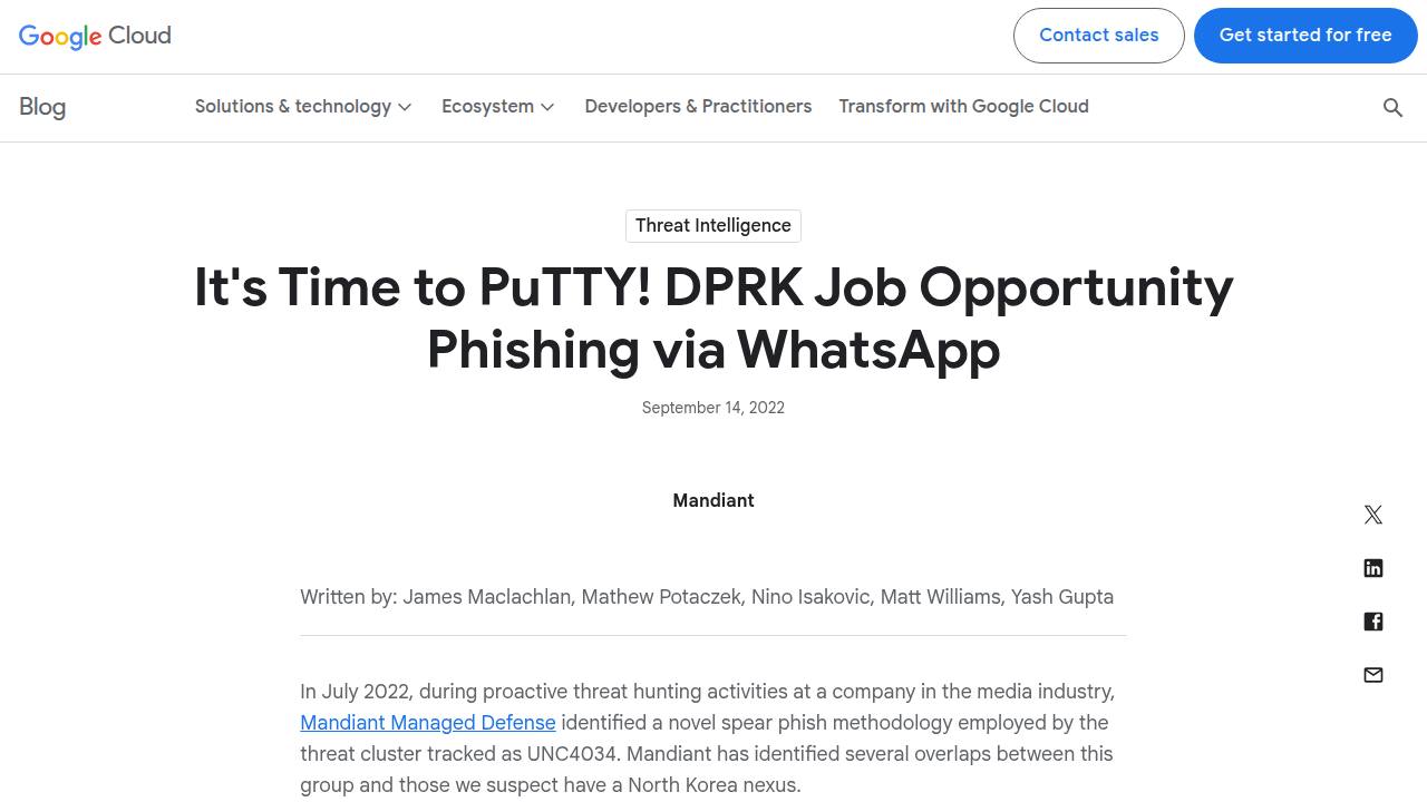 Thumbnail for It's Time to PuTTY! DPRK Job Opportunity Phishing via WhatsApp