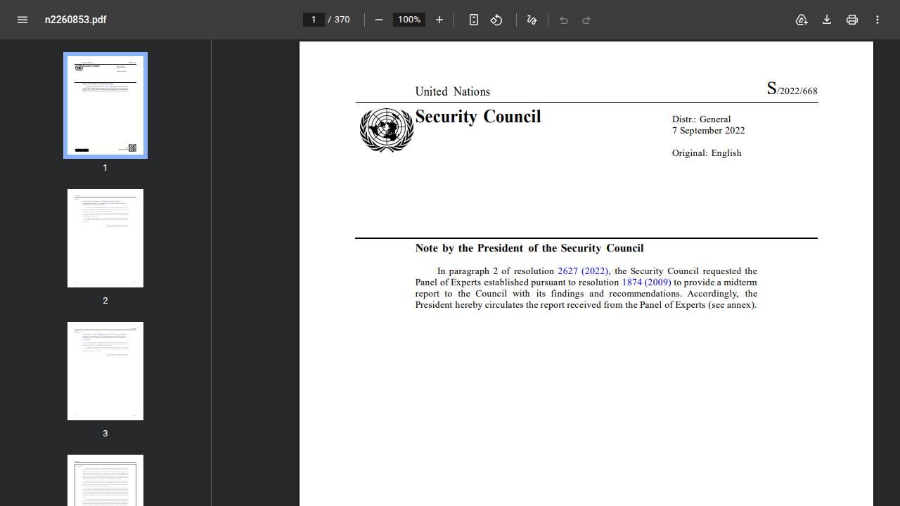 Thumbnail for S/2022/668 Midterm report of the Panel of Experts