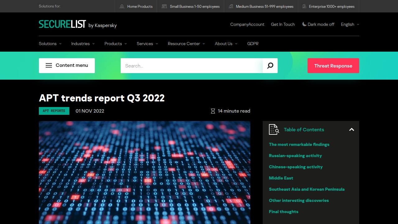 Thumbnail for APT trends report Q3 2022
