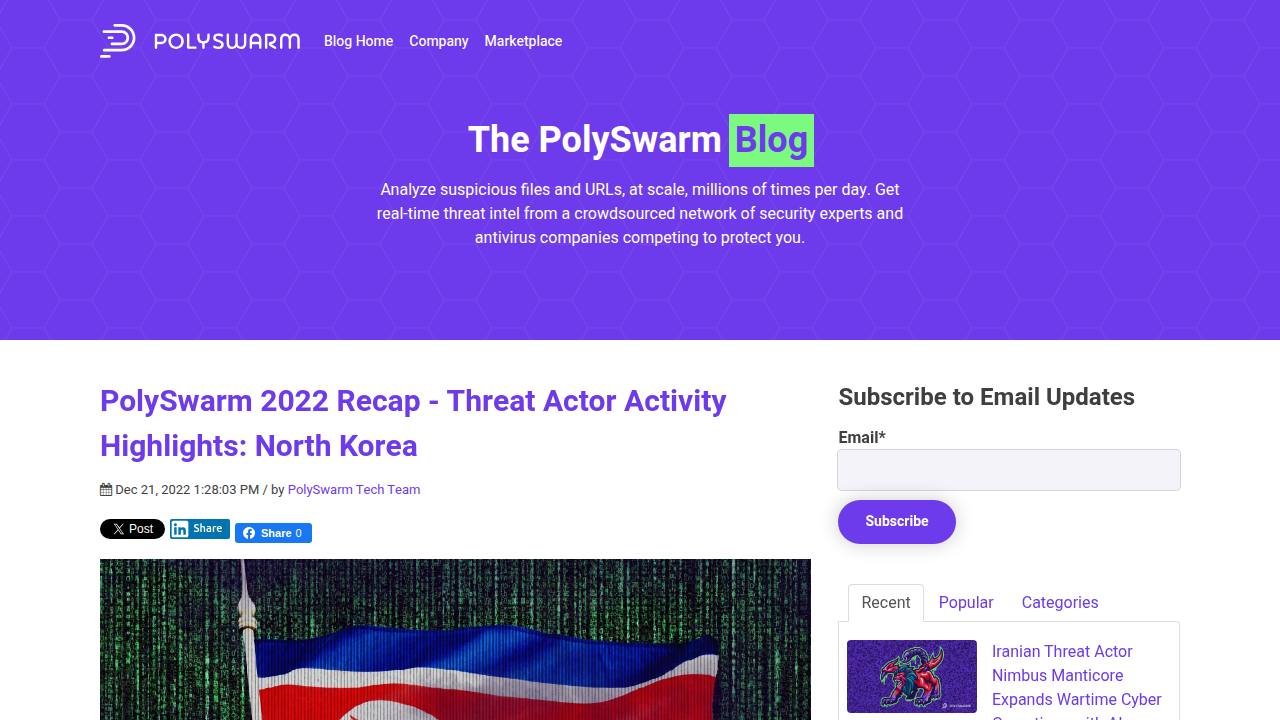 Thumbnail for PolySwarm 2022 Recap - Threat Actor Activity Highlights: North Korea