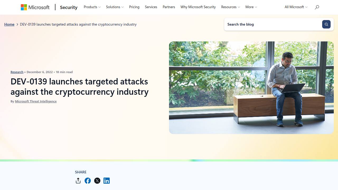 Thumbnail for DEV-0139 launches targeted attacks against the cryptocurrency industry