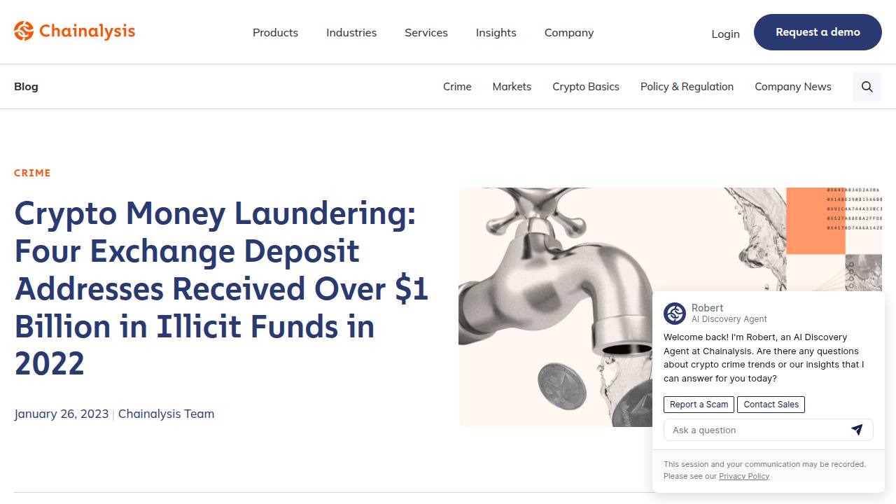 Thumbnail for Crypto Money Laundering: Four Exchange Deposit Addresses Received Over $1 Billion in Illicit Funds in 2022