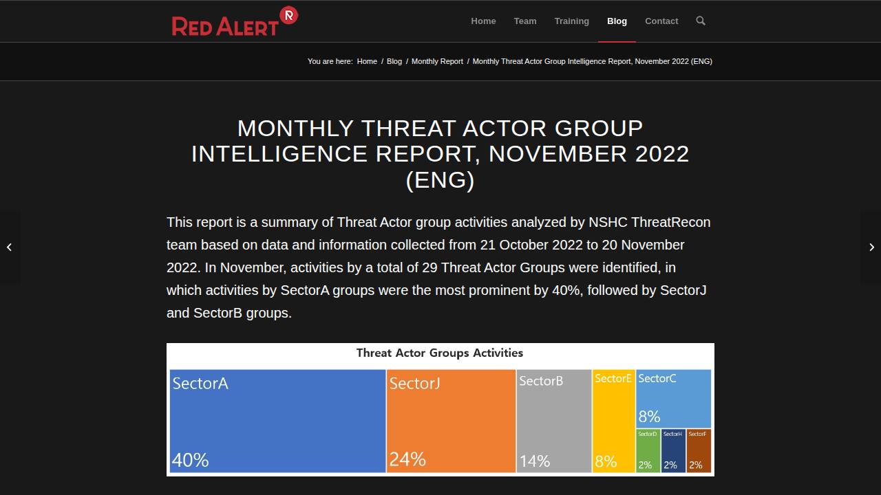 Thumbnail for MONTHLY THREAT ACTOR GROUP INTELLIGENCE REPORT, NOVEMBER 2022 (ENG)