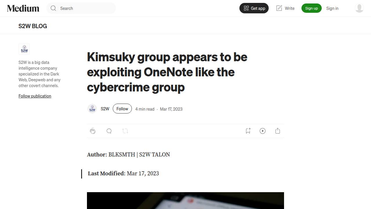 Thumbnail for Kimsuky group appears to be exploiting OneNote like the cybercrime group