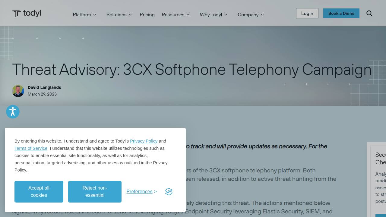 Thumbnail for Threat Advisory: 3CX Softphone Telephony Campaign