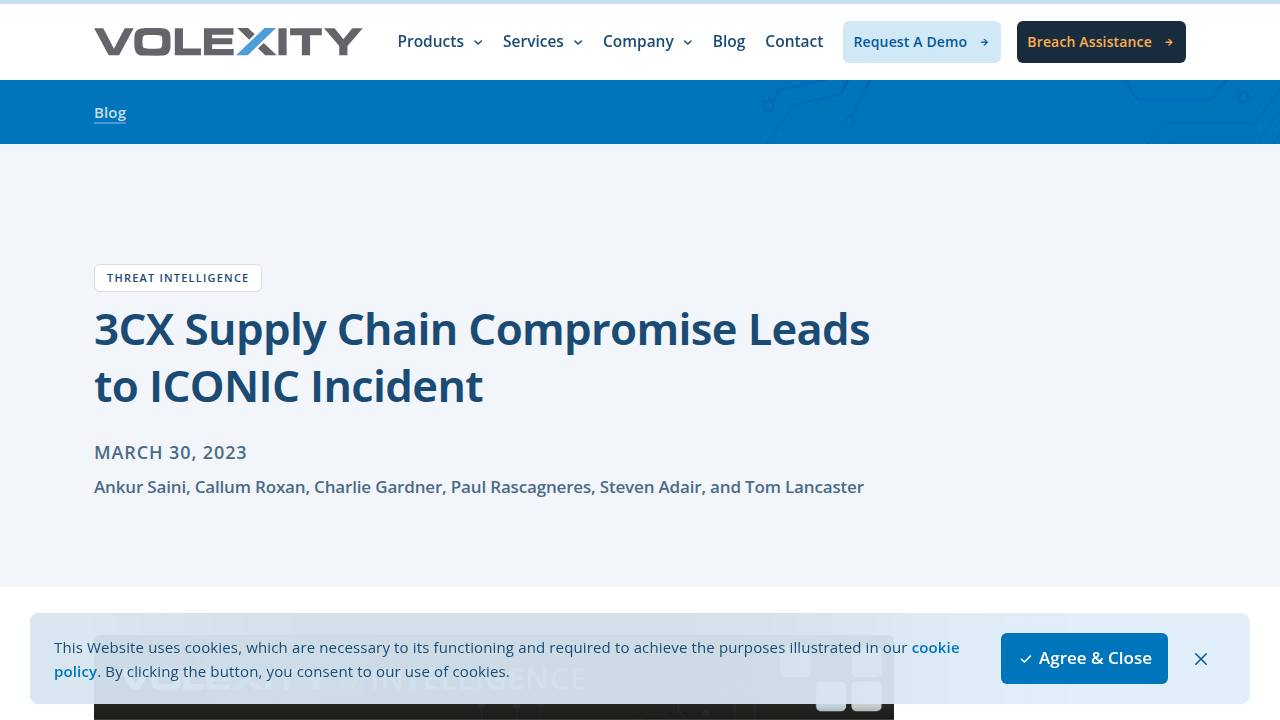 Thumbnail for 3CX Supply Chain Compromise Leads to ICONIC Incident