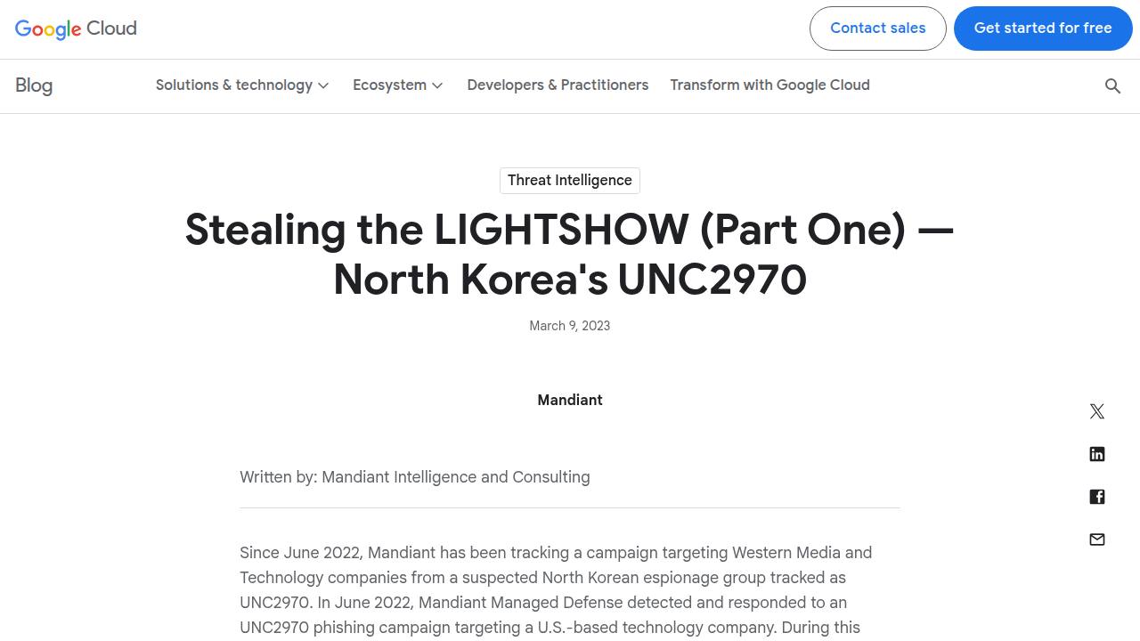 Thumbnail for Stealing the LIGHTSHOW (Part One) — North Korea's UNC2970