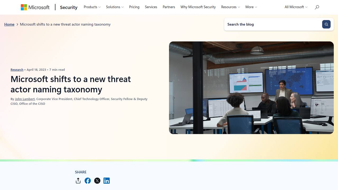 Thumbnail for Microsoft shifts to a new threat actor naming taxonomy