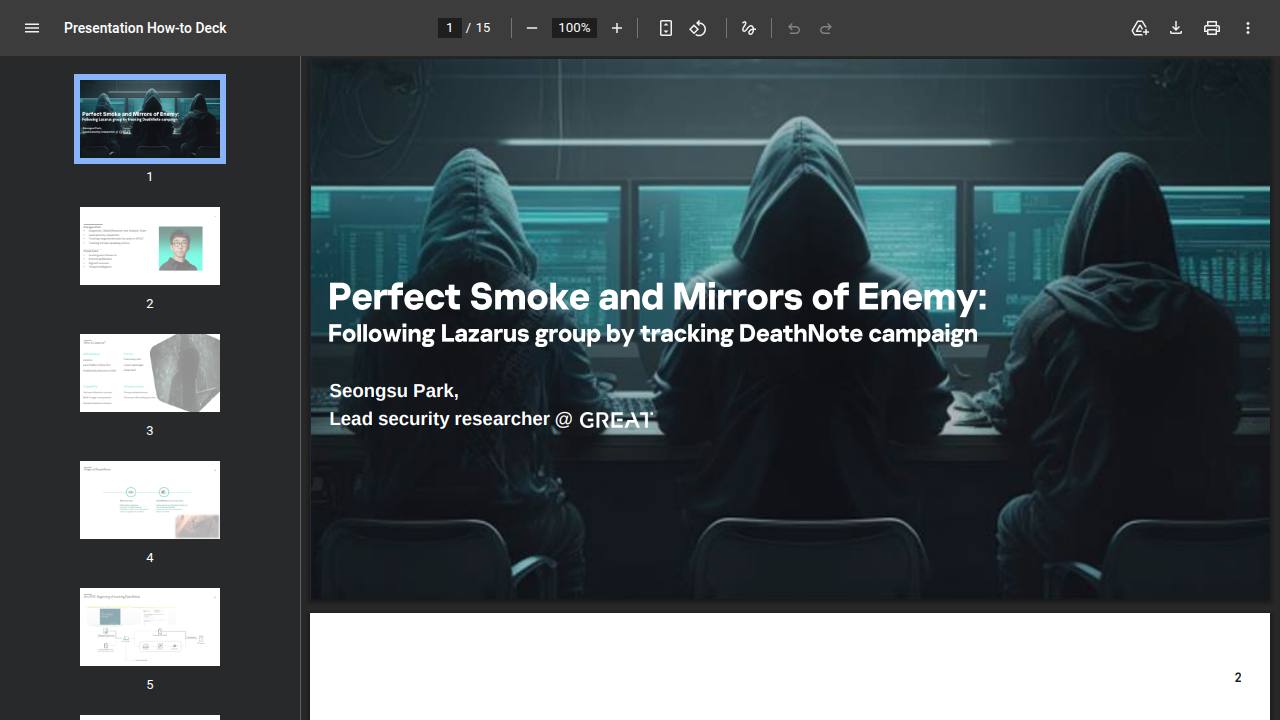 Thumbnail for Perfect Smoke and Mirrors of Enemy: Following Lazarus group by tracking DeathNote campaign