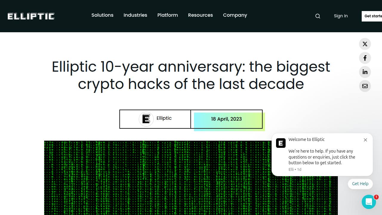 Thumbnail for Elliptic 10-year Anniversary: the Biggest Crypto Hacks of the Last Decade