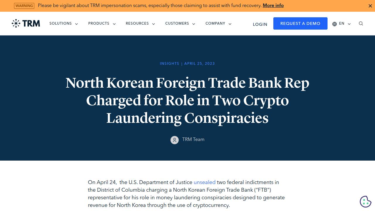 Thumbnail for North Korean Foreign Trade Bank Rep Charged for Role in Two Crypto Laundering Conspiracies